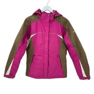Columbia Waterproof Full Zip Insulated Lined Ski Jacket Pink Brown White Medium